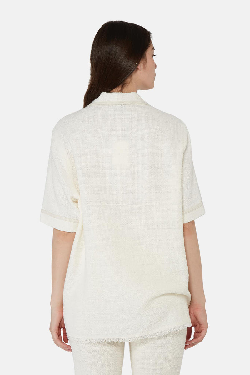 Chemise ample texturée blanc cassé Nanushka