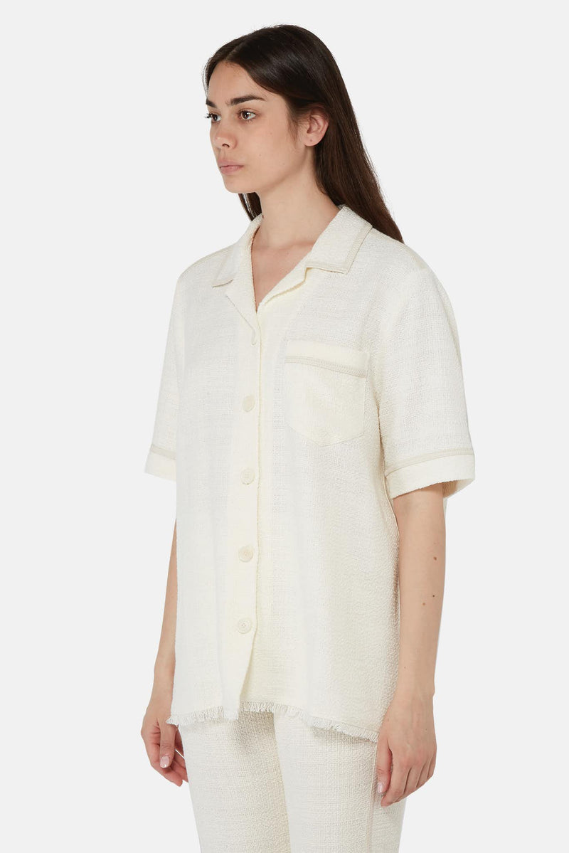 Chemise ample texturée blanc cassé Nanushka