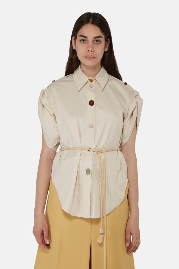 Chemise beige à taille ceinturée Nanushka