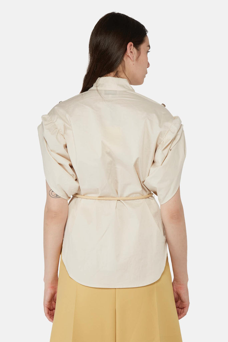 Chemise beige à taille ceinturée Nanushka