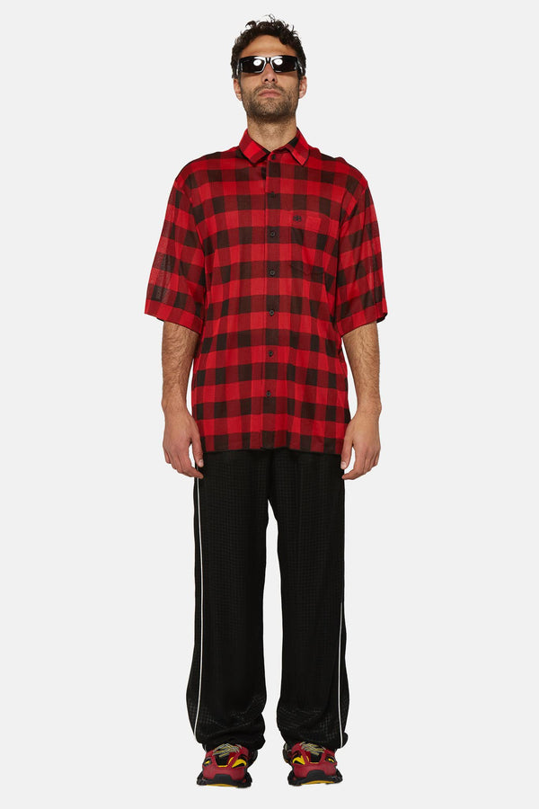 Chemise à carreaux rouges et noires Balenciaga