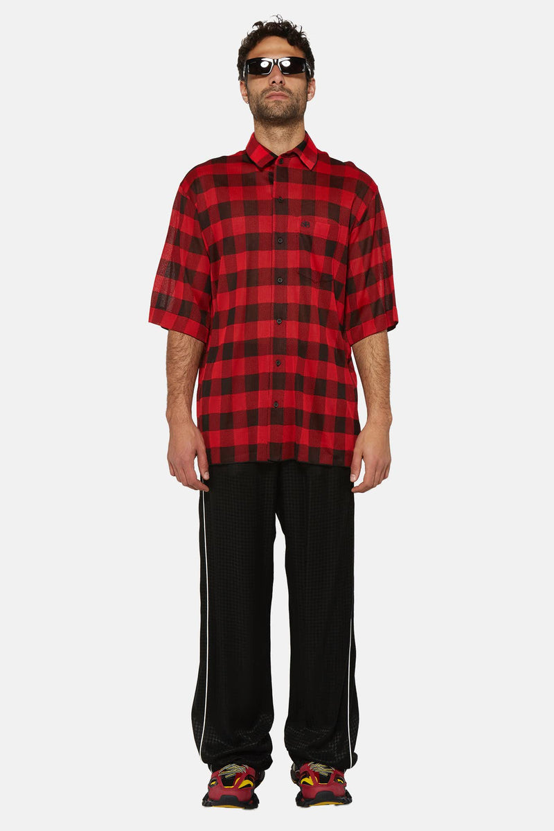 Chemise à carreaux rouges et noires Balenciaga