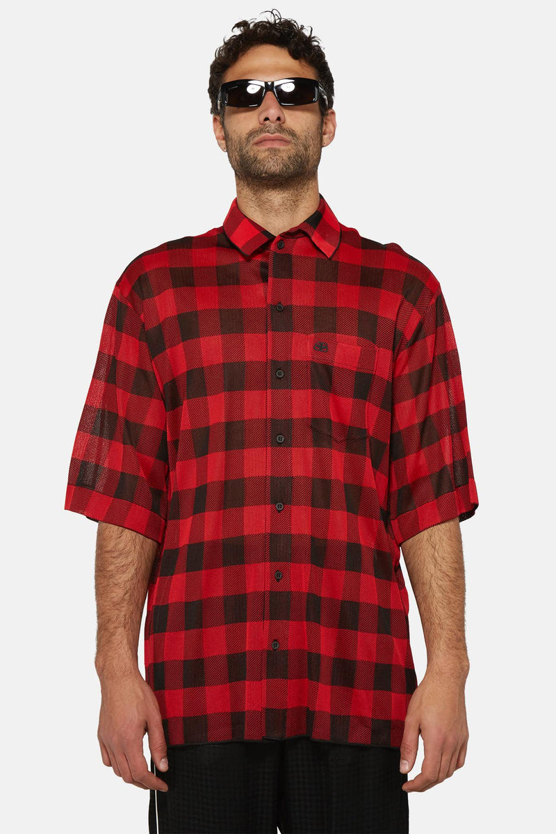 Chemise à carreaux rouges et noires Balenciaga