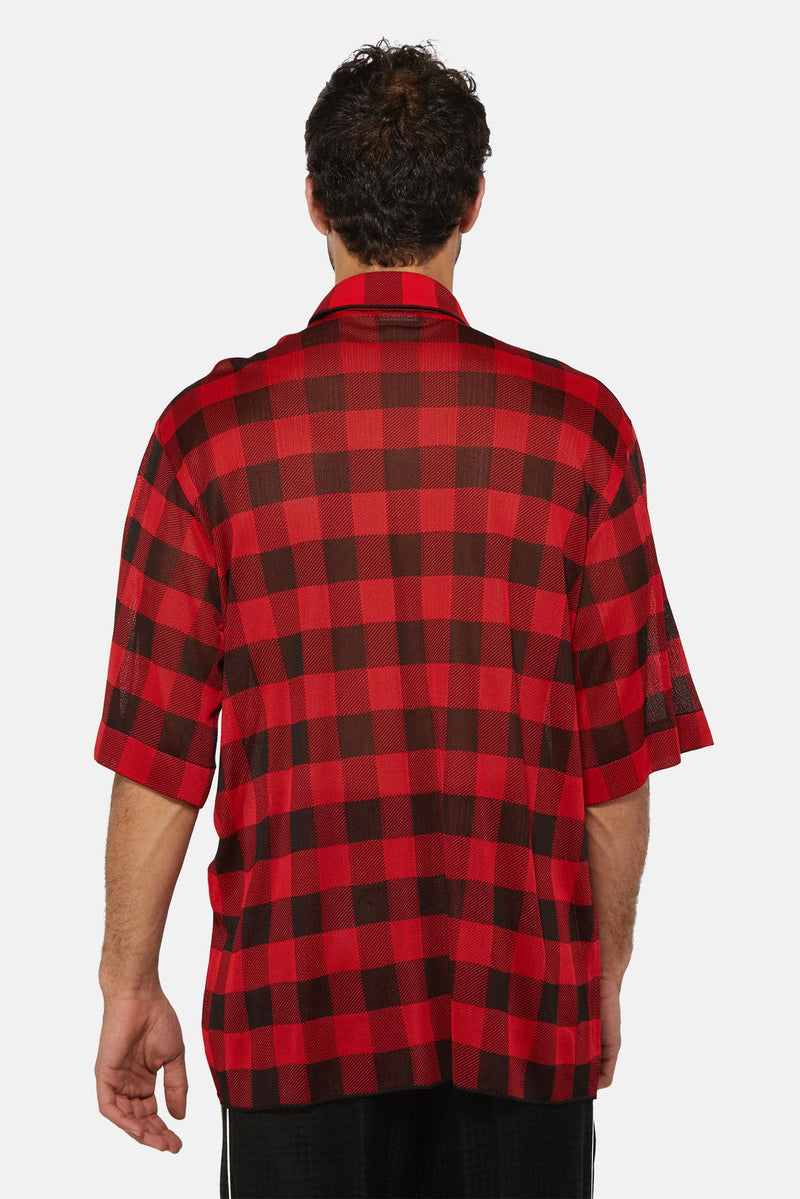 Chemise à carreaux rouges et noires Balenciaga