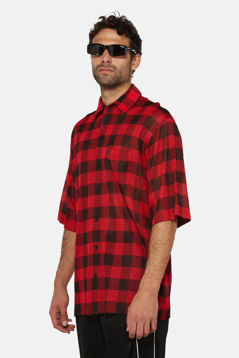 Chemise à carreaux rouges et noires Balenciaga