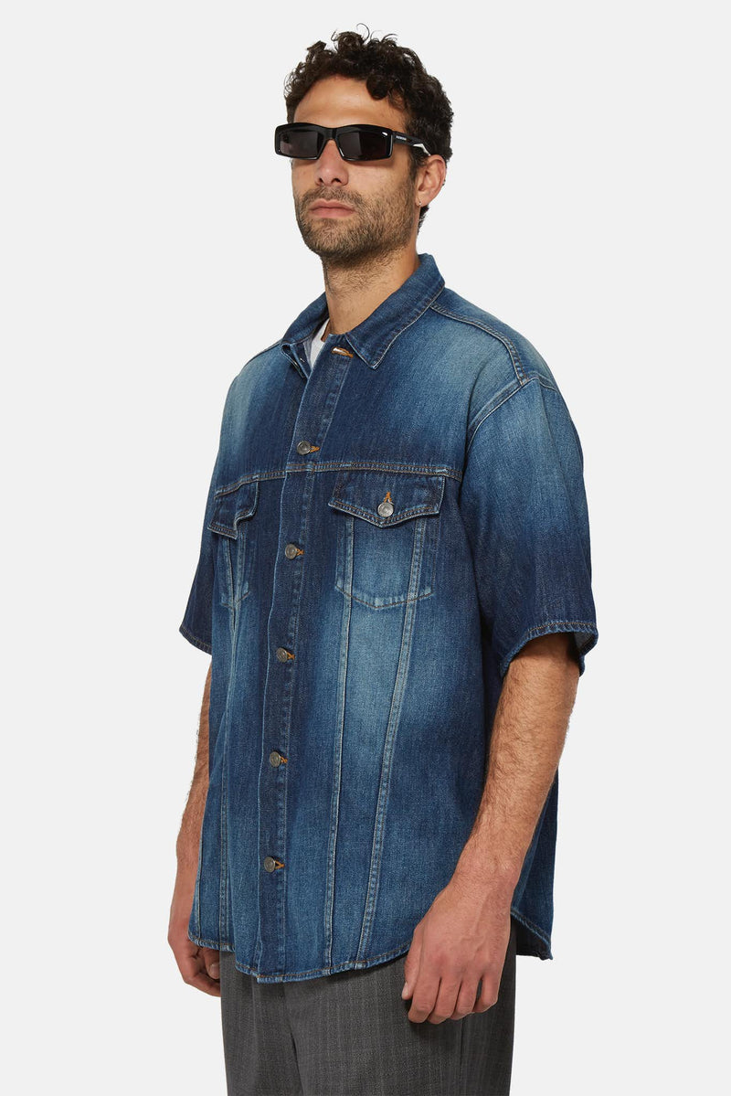 Chemise en jean à manches courtes Balenciaga