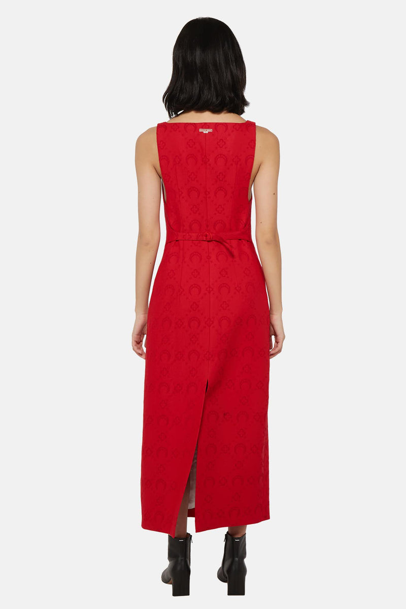 Robe longue en jacquard rouge Marine Serre