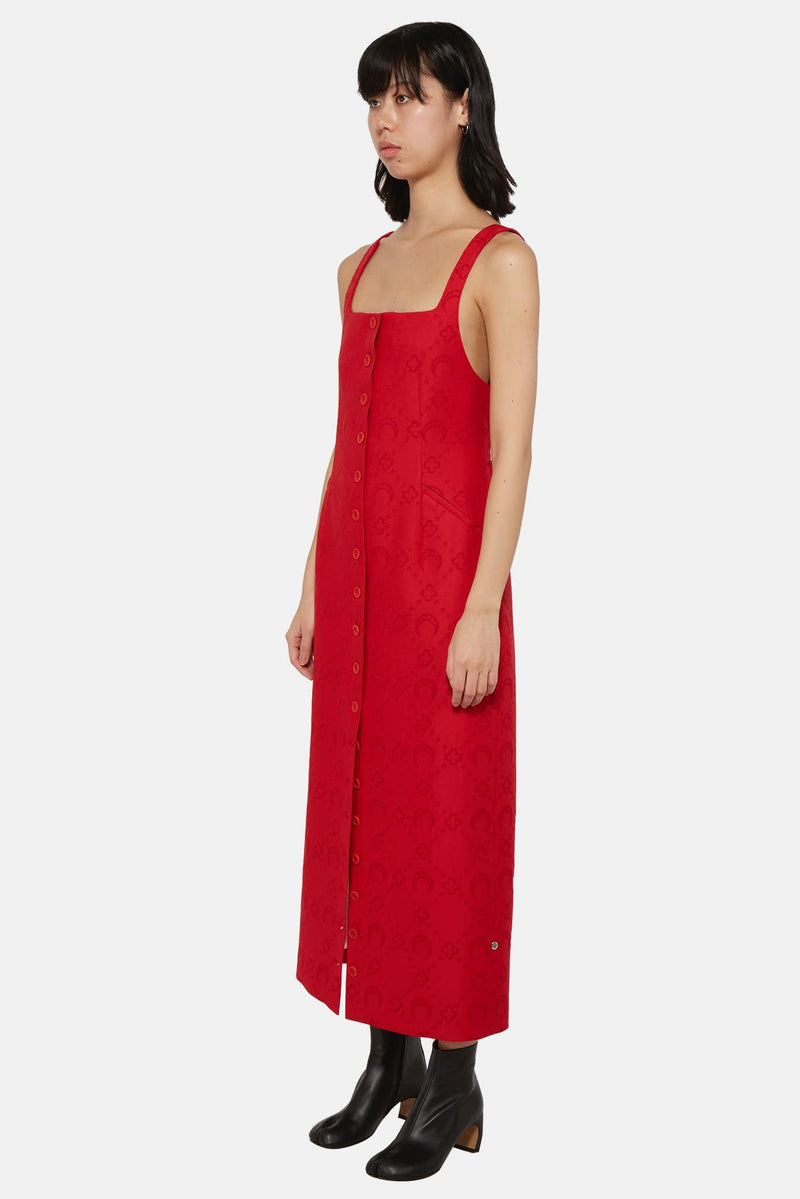 Robe longue en jacquard rouge Marine Serre