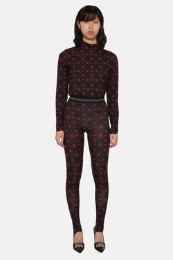 Legging noir à motif rouge Marine Serre