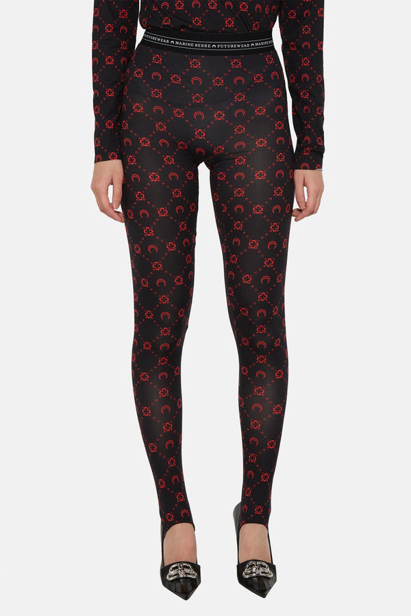 Legging noir à motif rouge Marine Serre