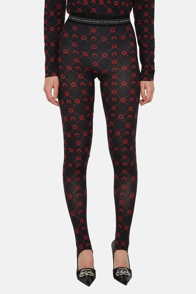 Legging noir à motif rouge Marine Serre