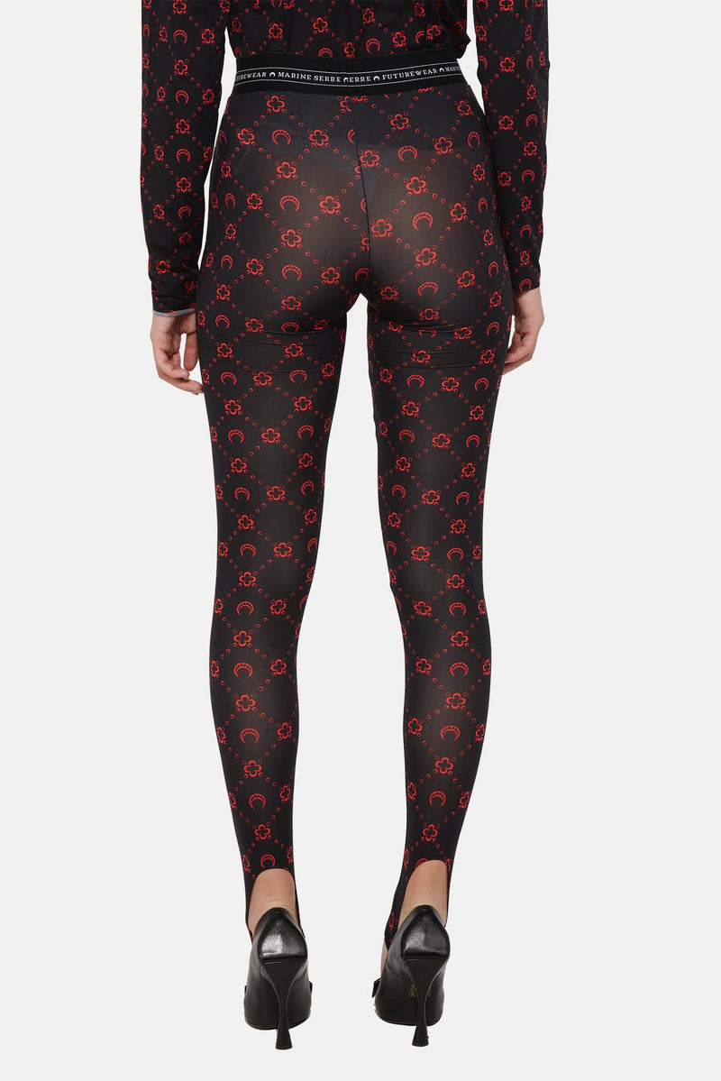 Legging noir à motif rouge Marine Serre