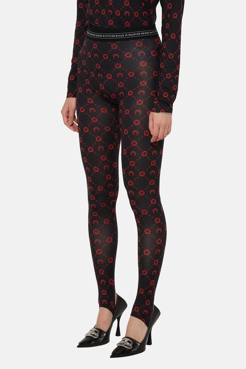 Legging noir à motif rouge Marine Serre