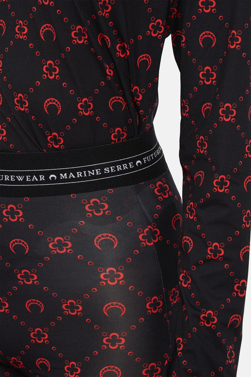 Legging noir à motif rouge Marine Serre