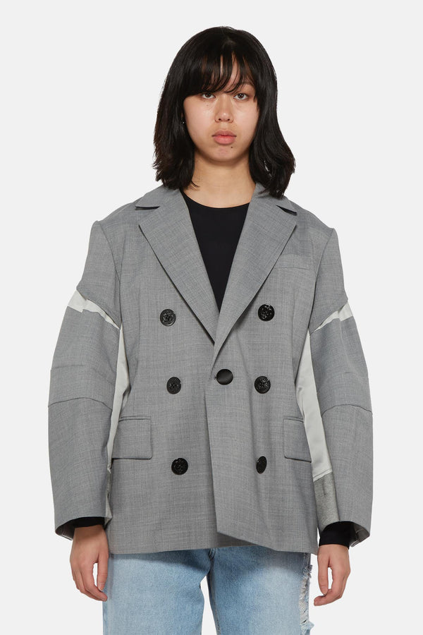 Blazer oversize gris à empiècements  Sacai