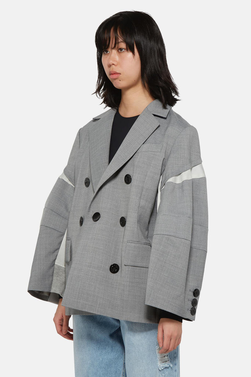 Blazer oversize gris à empiècements  Sacai