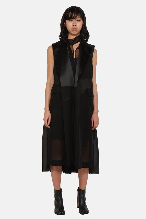 Robe habillée en coton mélangé noir Sacai