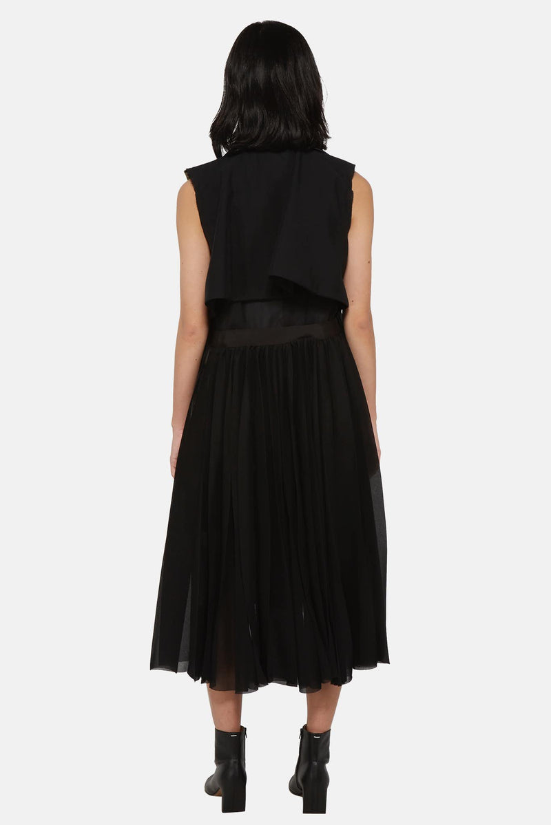 Robe habillée en coton mélangé noir Sacai