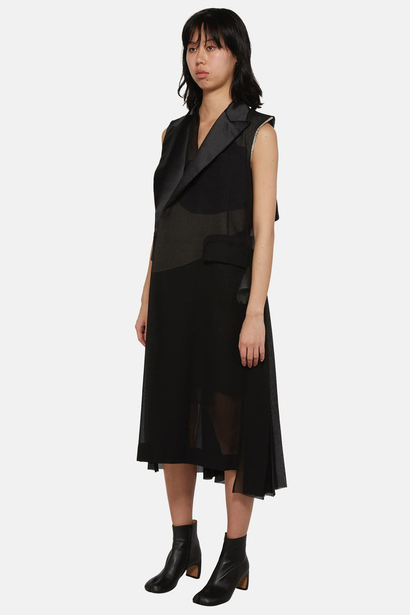 Robe habillée en coton mélangé noir Sacai