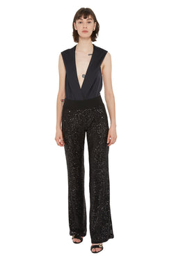 Pantalon évasé à sequins brodés Balmain