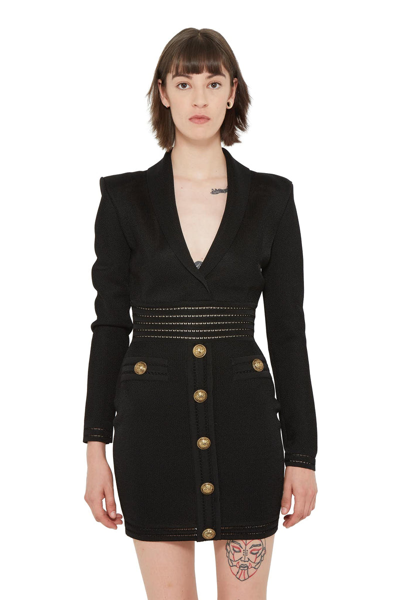 Robe ajustée noire à manches longues Balmain