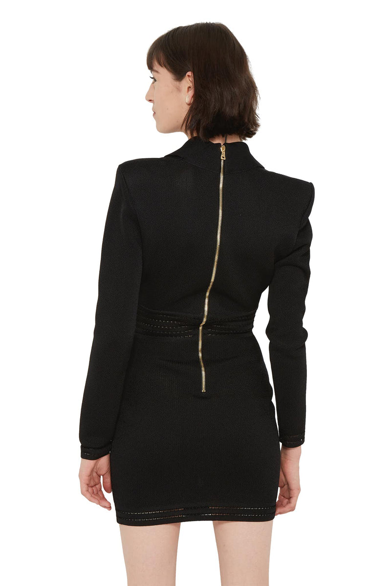 Robe ajustée noire à manches longues Balmain