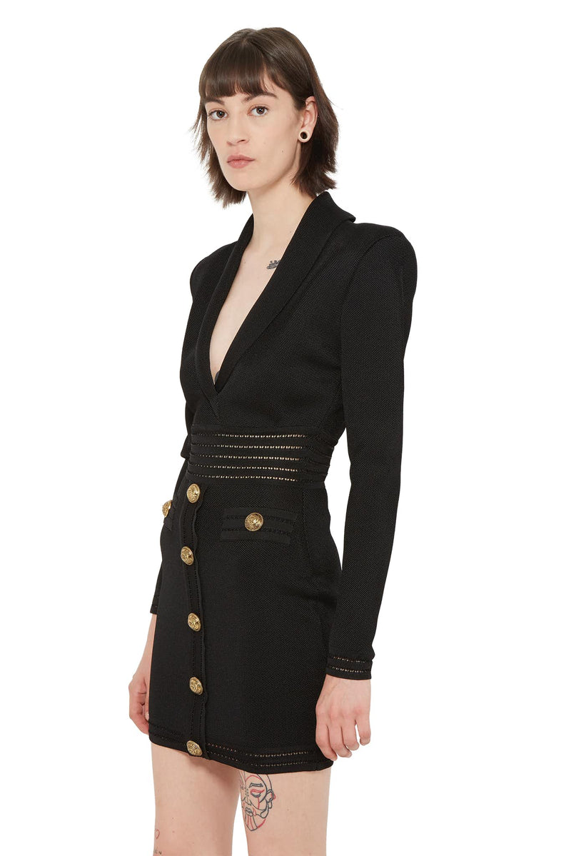 Robe ajustée noire à manches longues Balmain