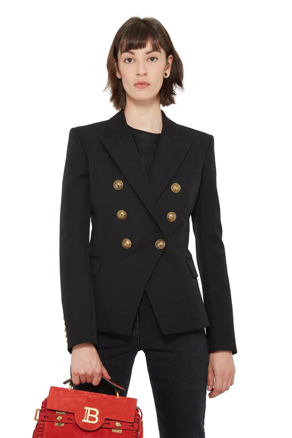 Blazer ajusté noir à boutons dorés Balmain