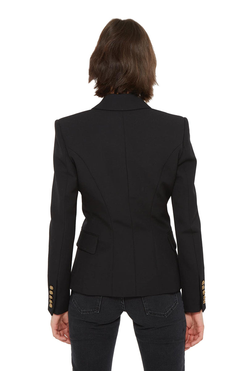 Blazer ajusté noir à boutons dorés Balmain