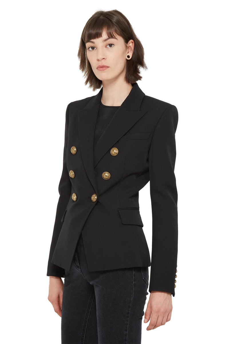 Blazer ajusté noir à boutons dorés Balmain