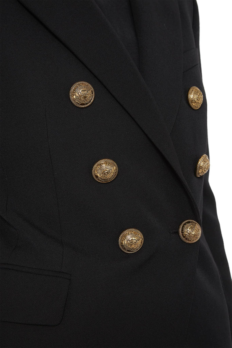 Blazer ajusté noir à boutons dorés Balmain