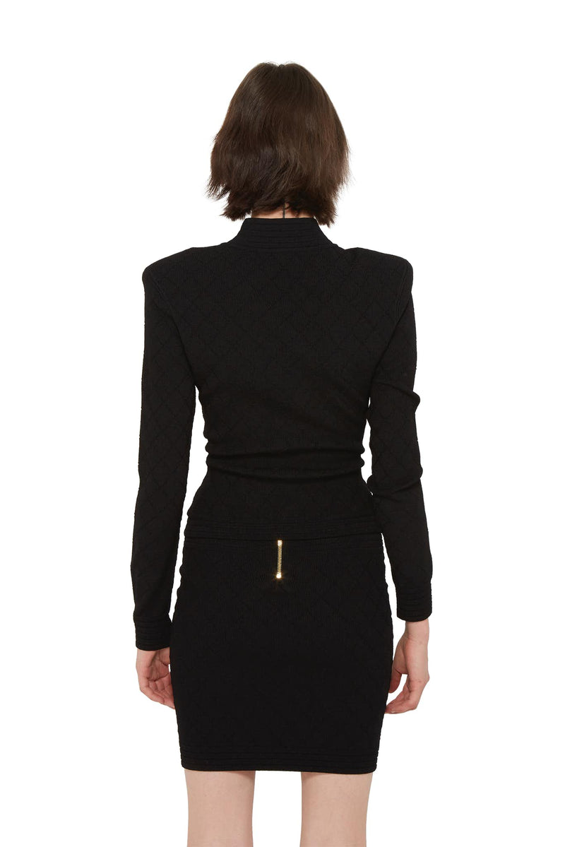 Veste zippée en maille noire Balmain