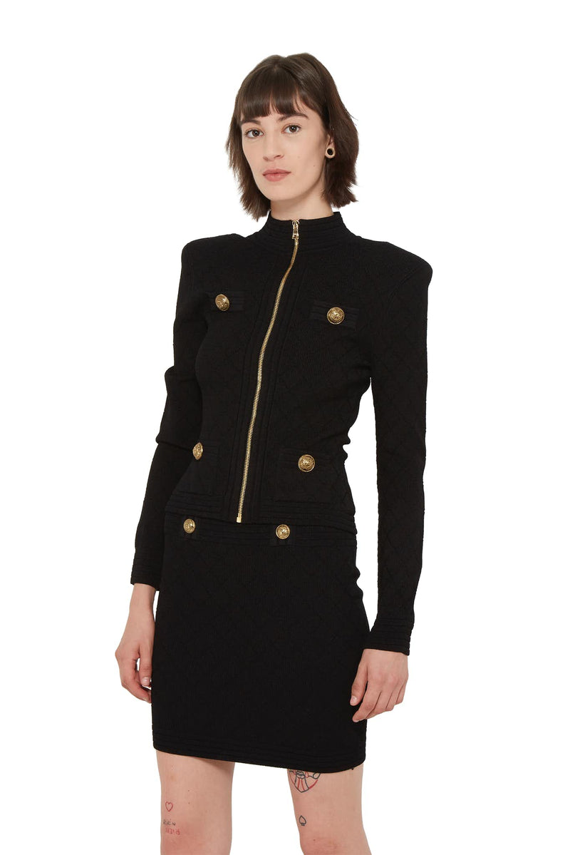 Veste zippée en maille noire Balmain