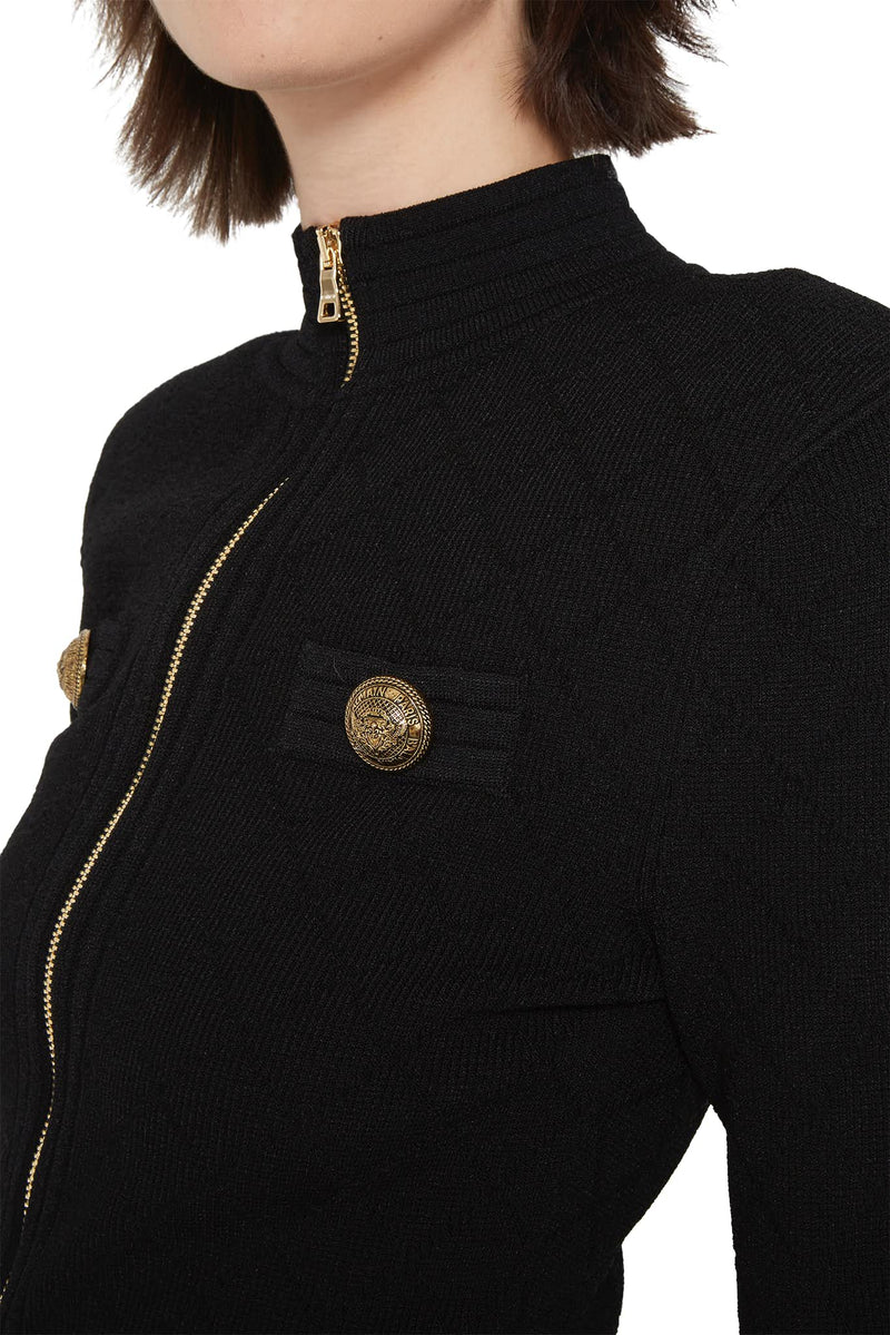 Veste zippée en maille noire Balmain