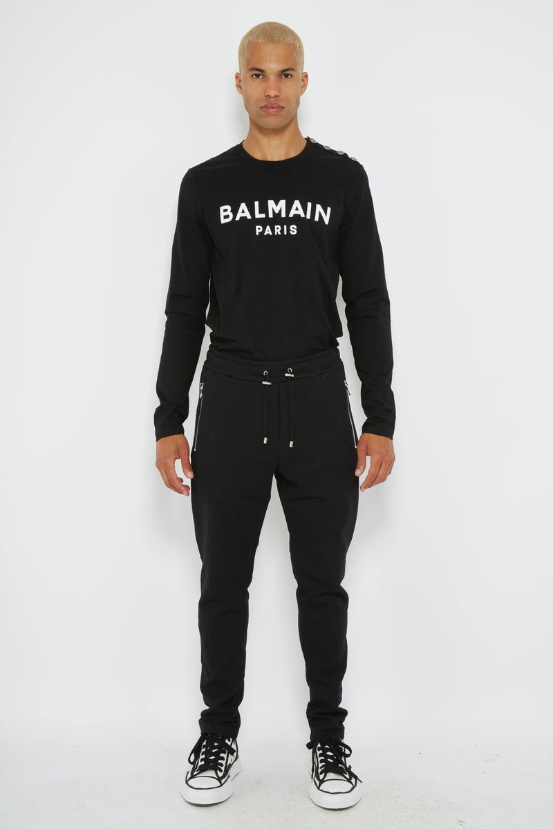 Pantalon de survêtement en coton noir Balmain