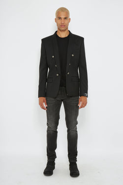 Blazer en laine noire Balmain