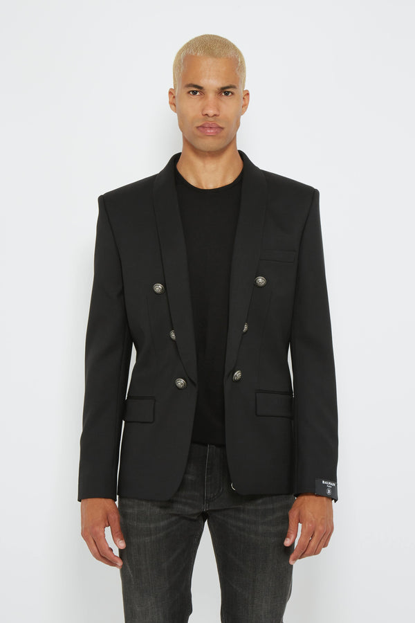 Blazer en laine noire Balmain