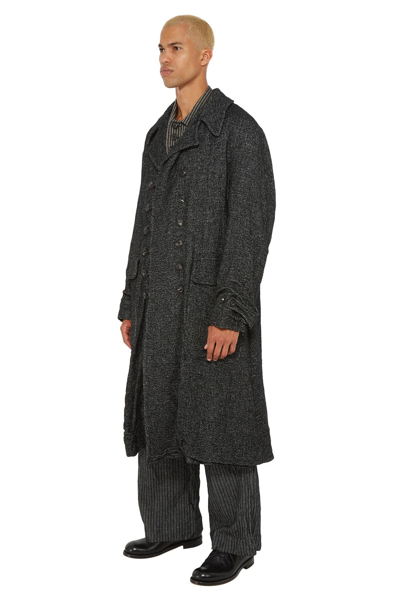 Manteau long en coton et laine gris John Alexander Skelton