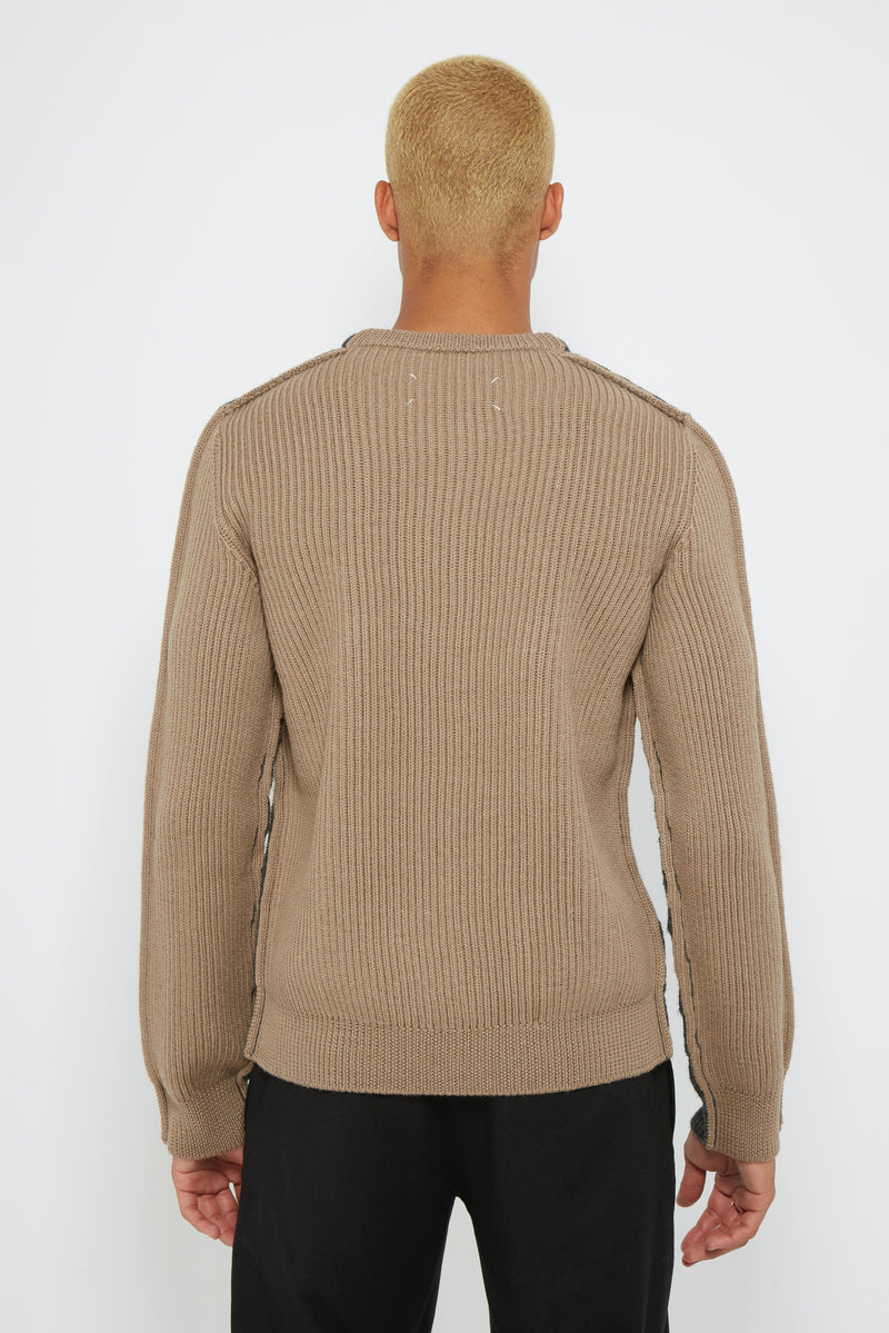 Pull bicolore en maille de laine Maison Margiela