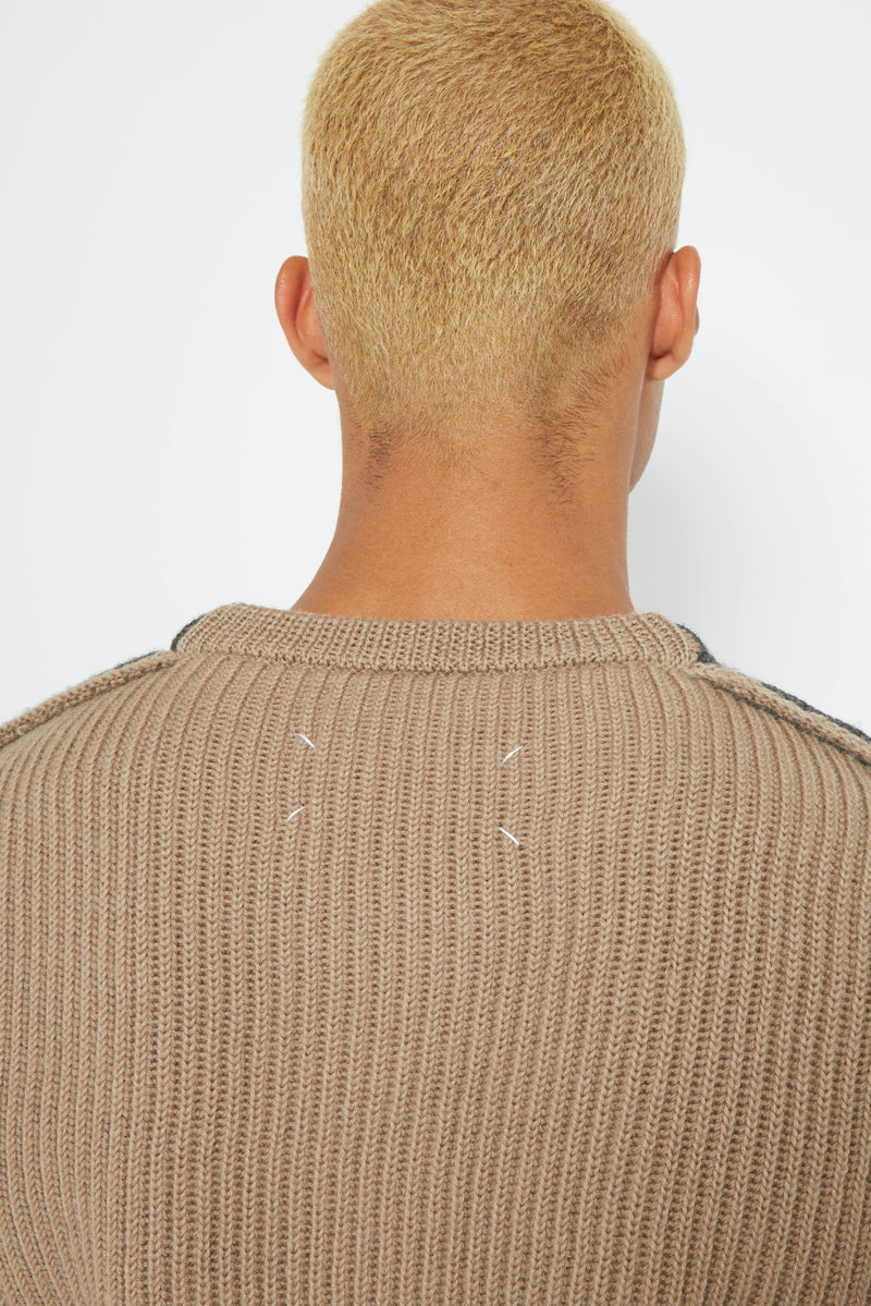 Pull bicolore en maille de laine Maison Margiela