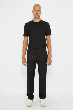 Pantalon ajusté en popeline de laine noir Maison Margiela