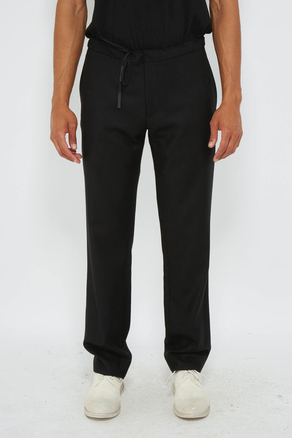 Pantalon ajusté en popeline de laine noir Maison Margiela