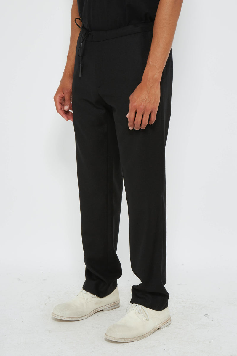 Pantalon ajusté en popeline de laine noir Maison Margiela