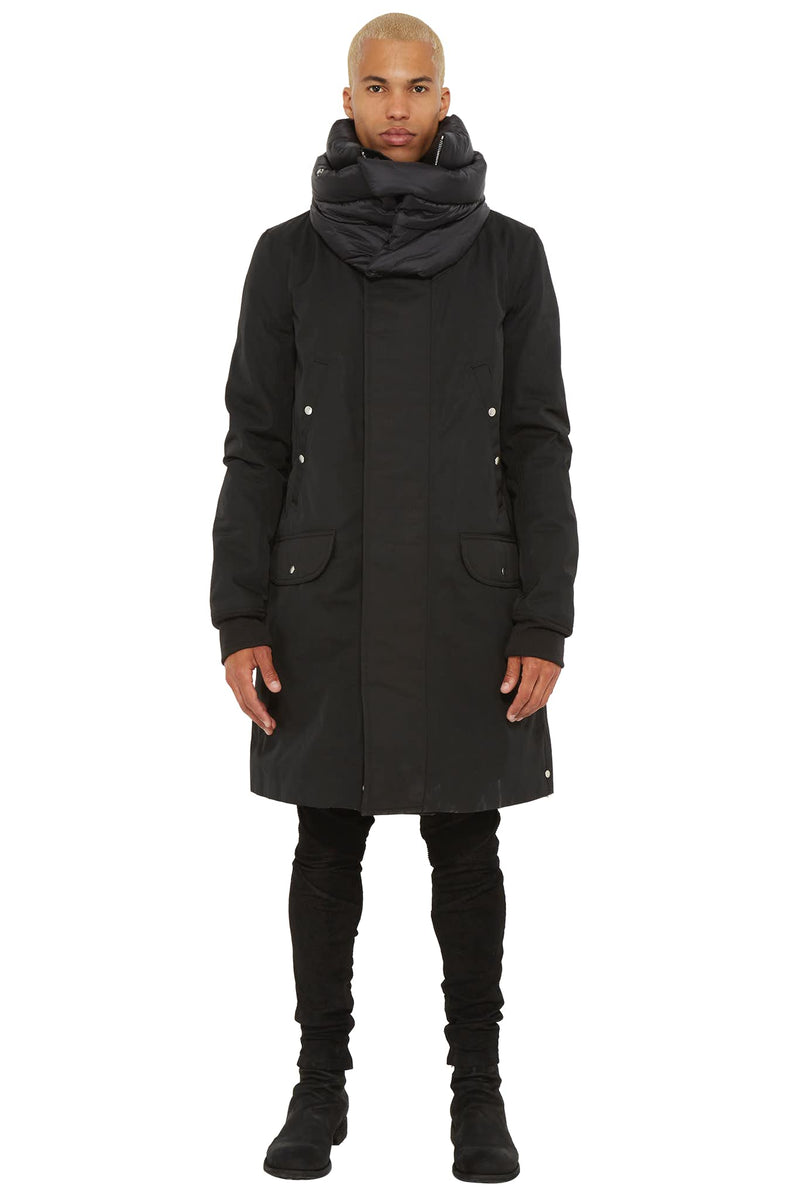 Parka noir à col rembourré Rick Owens