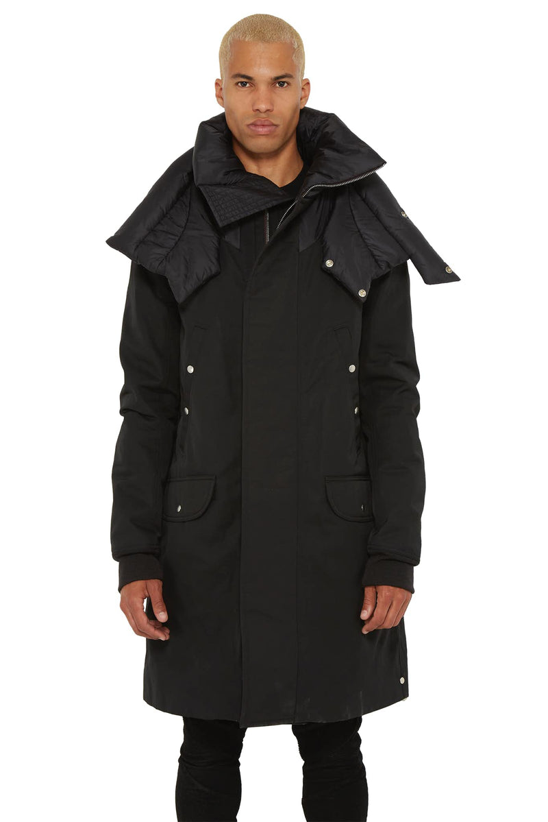 Parka noir à col rembourré Rick Owens