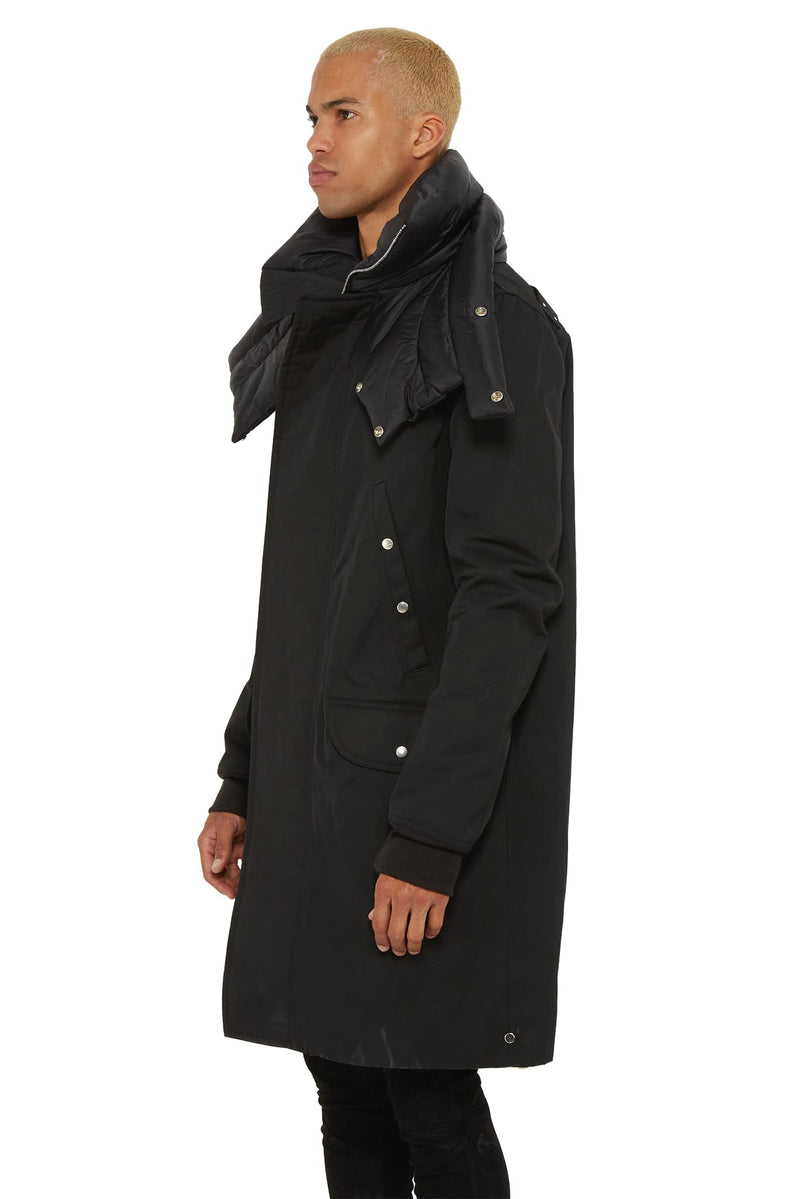 Parka noir à col rembourré Rick Owens