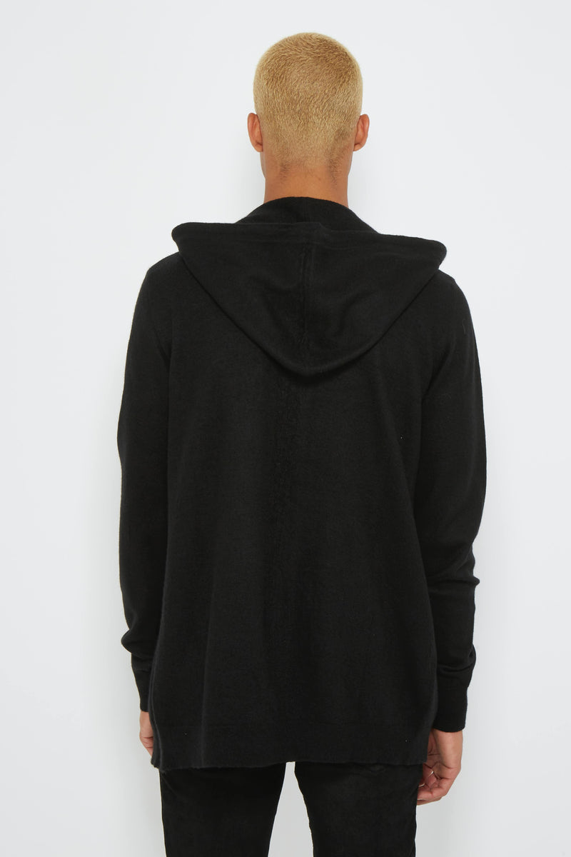 Pull à capuche en cachemire noir Rick Owens