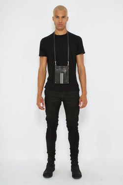 T-shirt noir en viscose et soie Rick Owens