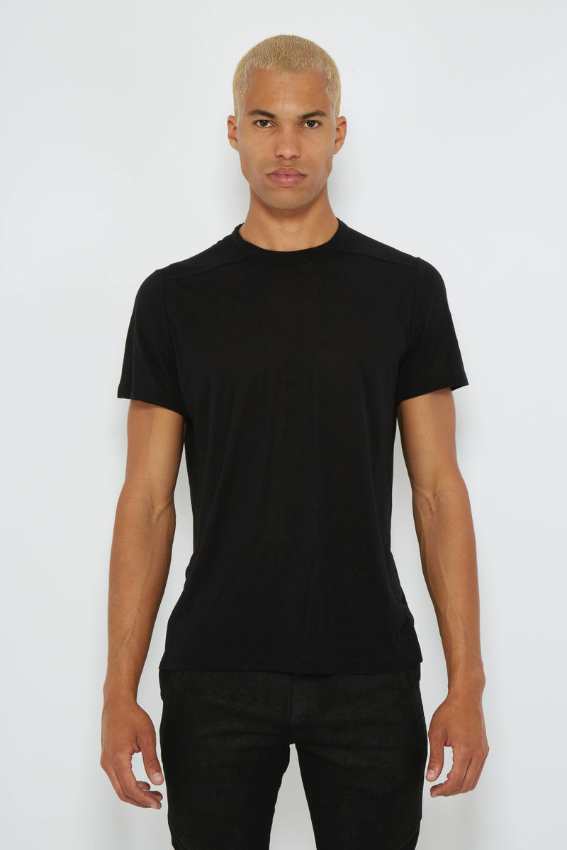 T-shirt noir en viscose et soie Rick Owens