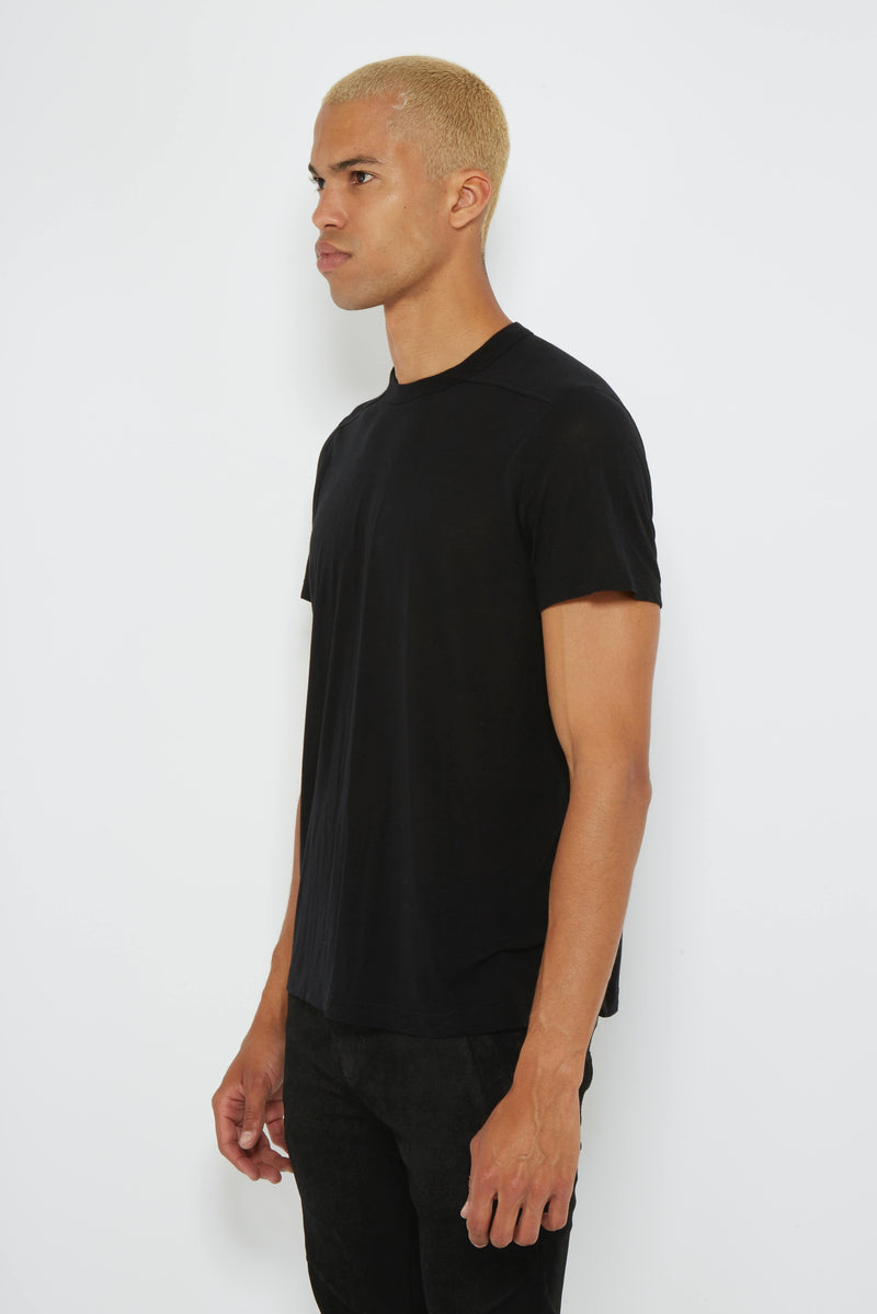 T-shirt noir en viscose et soie Rick Owens